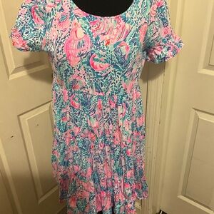 Lilly Pulitzer Jodee Pink and Blue Floral Dress